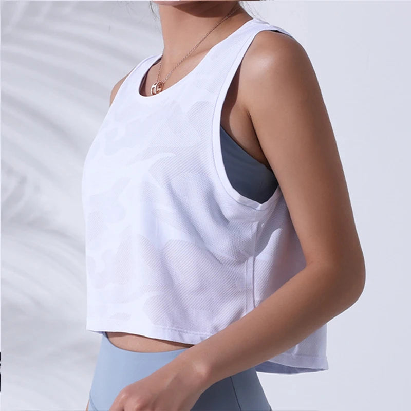Women Camouflage Running Vest Fitness Crop Top Sleeveless Mesh Yoga Shirts Breathable Workout Gym Tank Tops Female Sportswear - yourelevatedwellness