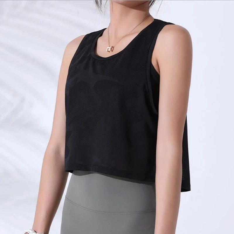 Women Camouflage Running Vest Fitness Crop Top Sleeveless Mesh Yoga Shirts Breathable Workout Gym Tank Tops Female Sportswear - yourelevatedwellness