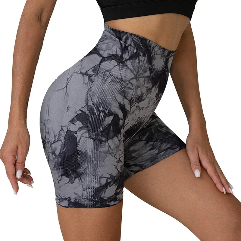 Women’s High-Waisted Tie-Dye Yoga Shorts - yourelevatedwellness