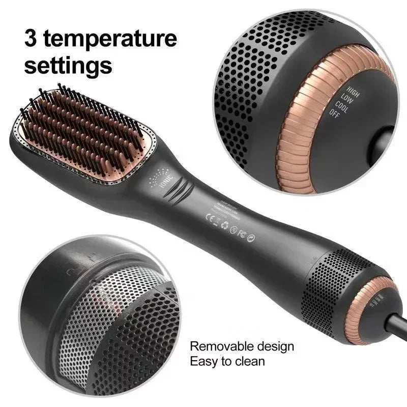 Hair Dryer Brush 3 In 1 Hot-Air Brushes 1200 W Powerful Ceramic Tourmaline Ionic Hair Straightener for All Hair Types electric yourelevatedwellness