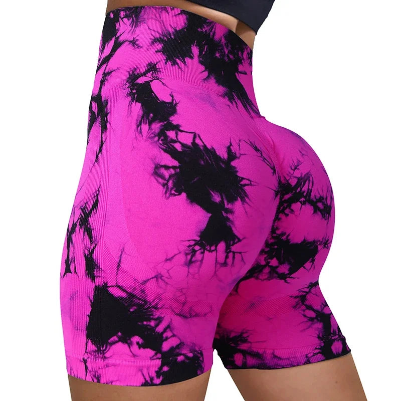 Women’s High-Waisted Tie-Dye Yoga Shorts - yourelevatedwellness