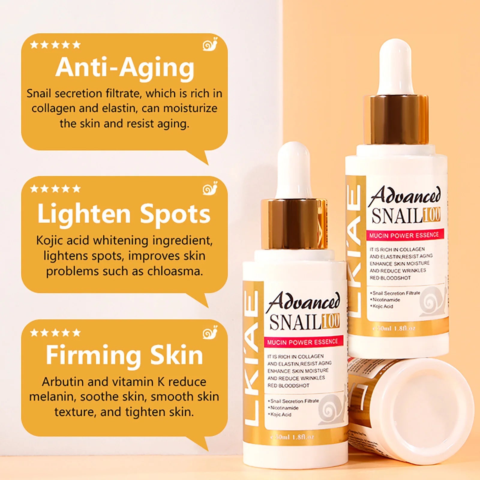 Advanced Snail 100% Mucin Power Essence, Brightening and Firming Skin, Anti-Aging, Reduce Dark Spots, Wrinkles, With Collagen yourelevatedwellness