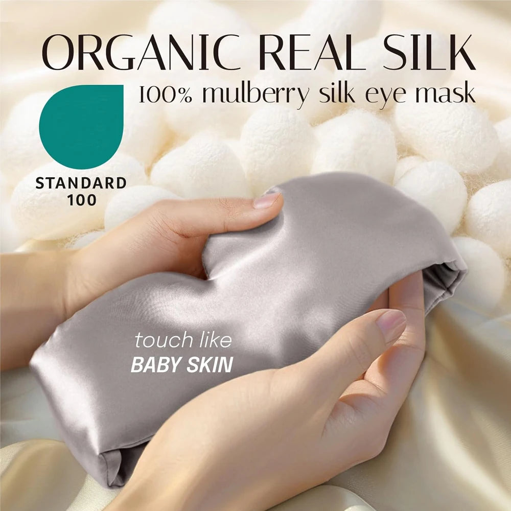 100% Mulberry Silk Sleep Mask Eyepatch - yourelevatedwellness
