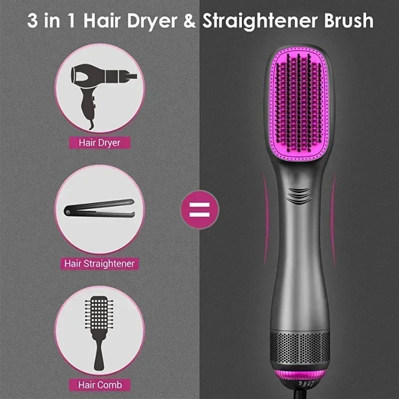 Hair Dryer Brush 3 In 1 Hot-Air Brushes 1200 W Powerful Ceramic Tourmaline Ionic Hair Straightener for All Hair Types electric yourelevatedwellness