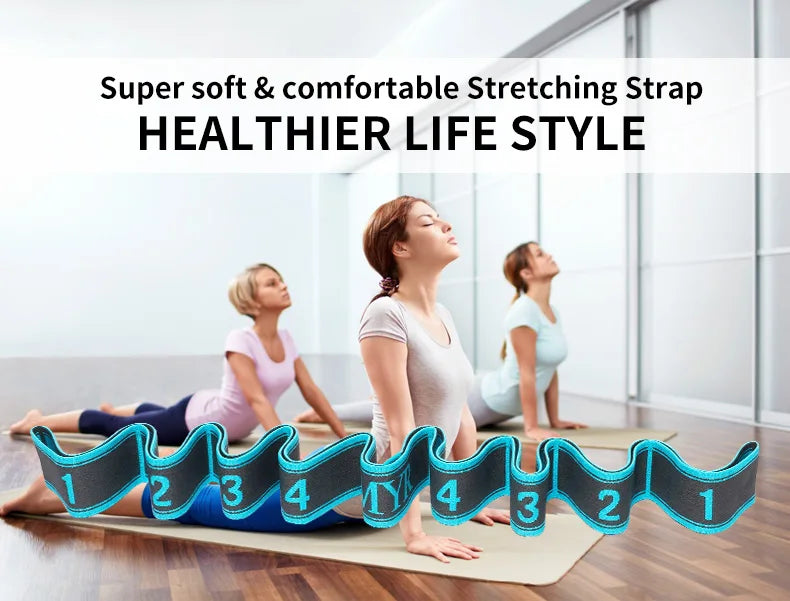 Elastic Yoga & Stretching Strap with Loops - yourelevatedwellness