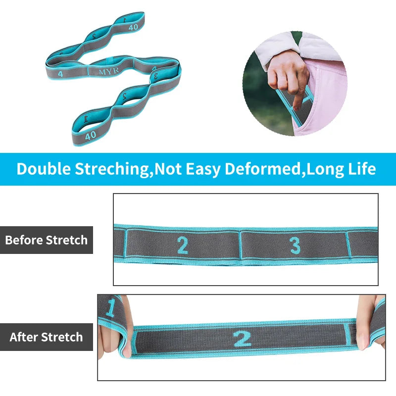 Elastic Yoga & Stretching Strap with Loops - yourelevatedwellness