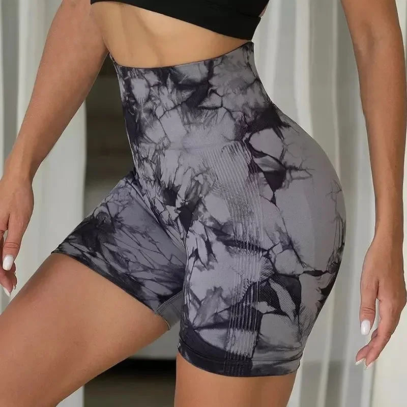 Women’s High-Waisted Tie-Dye Yoga Shorts - yourelevatedwellness