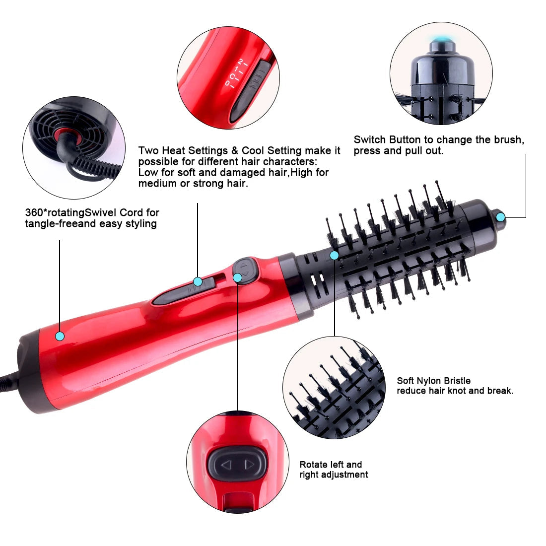 Hair dryer brush three in one hot air rotating brush, used for straightening and shaping curly hair, hair salon styling tool yourelevatedwellness