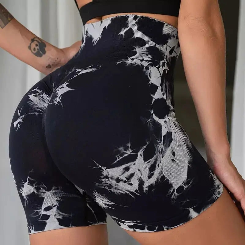 Women’s High-Waisted Tie-Dye Yoga Shorts - yourelevatedwellness