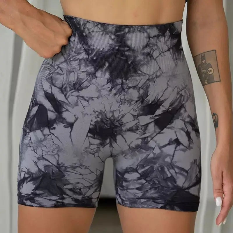 Women’s High-Waisted Tie-Dye Yoga Shorts - yourelevatedwellness