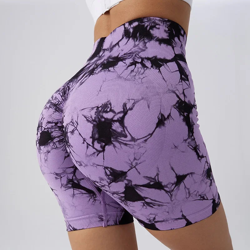 Women’s High-Waisted Tie-Dye Yoga Shorts - yourelevatedwellness