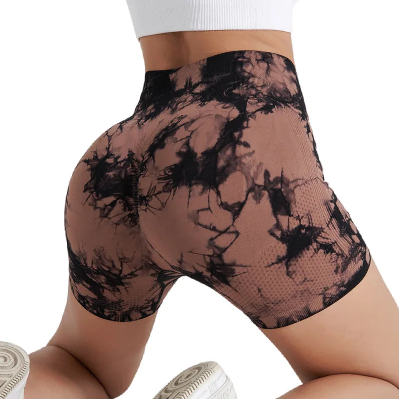 Women’s High-Waisted Tie-Dye Yoga Shorts - yourelevatedwellness