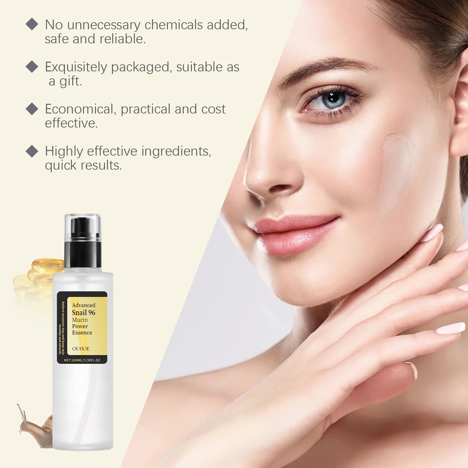 Snail Mucin Essence 100ml Hydrating Booster Deep Moisture Revitalize Dull Skin Soothing Face Treatment Glow Essence for Dry Skin yourelevatedwellness