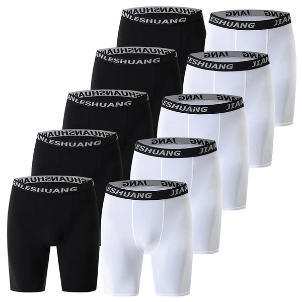 Men’s Plus-Size Sports Shorts – Elastic Waist Black & White (1/5 Pack) - yourelevatedwellness
