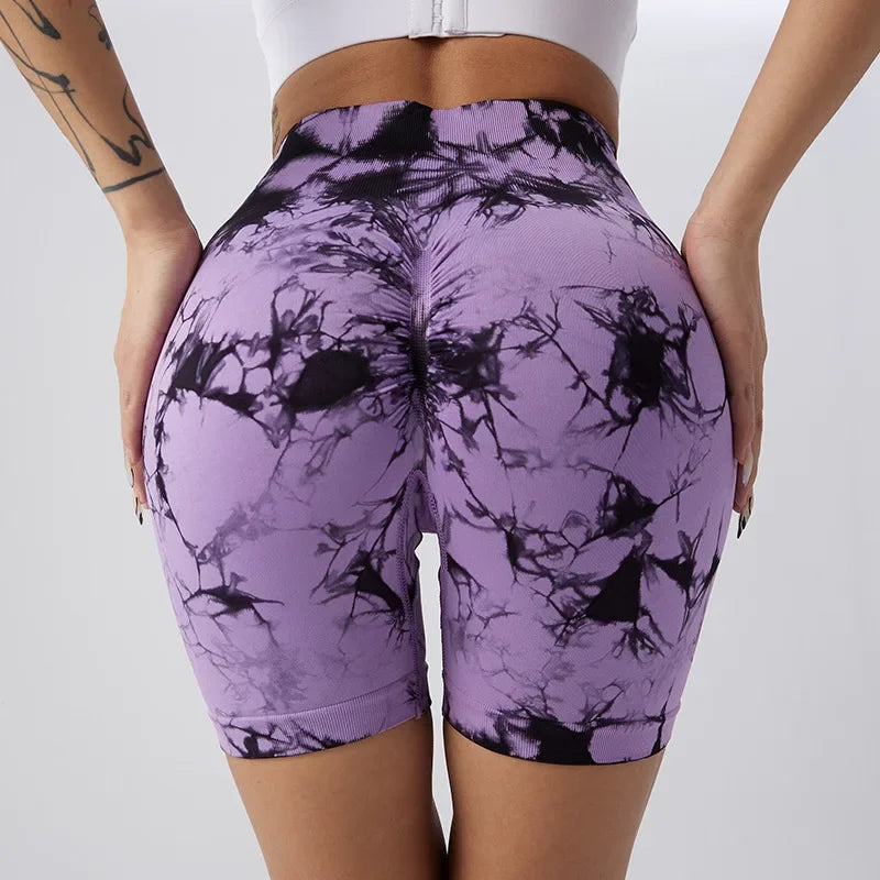 Women’s High-Waisted Tie-Dye Yoga Shorts - yourelevatedwellness