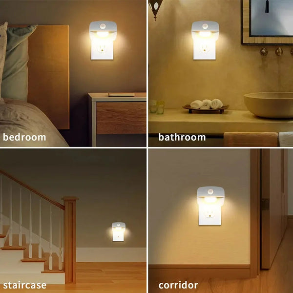 LED Night Light EU Plug In Smart Motion Sensor Light 220V Wall Lamp for Home Aisle WC Hallway Stair Kitchen Bedroom Night Lamp yourelevatedwellness