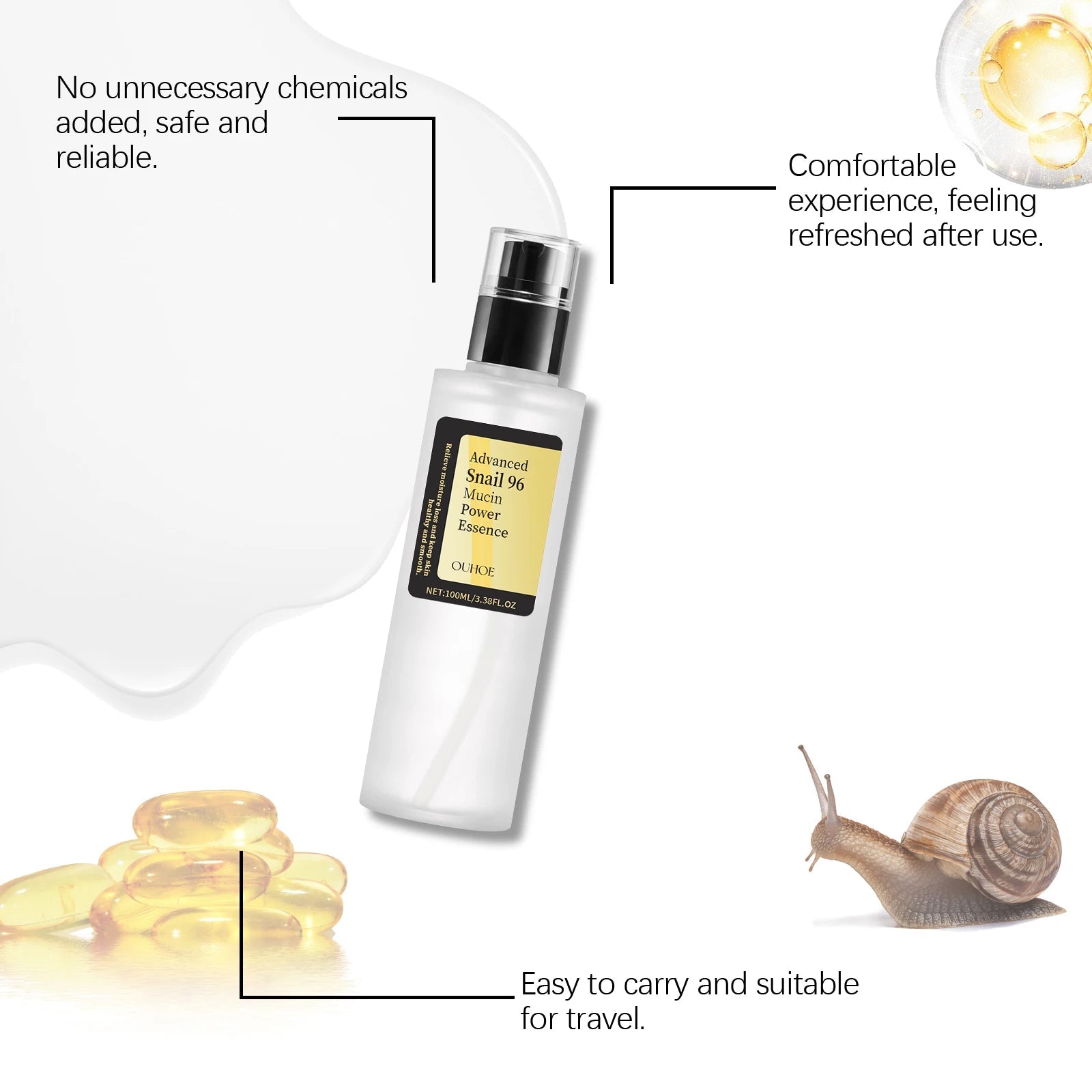 Snail Mucin Essence 100ml Hydrating Booster Deep Moisture Revitalize Dull Skin Soothing Face Treatment Glow Essence for Dry Skin yourelevatedwellness