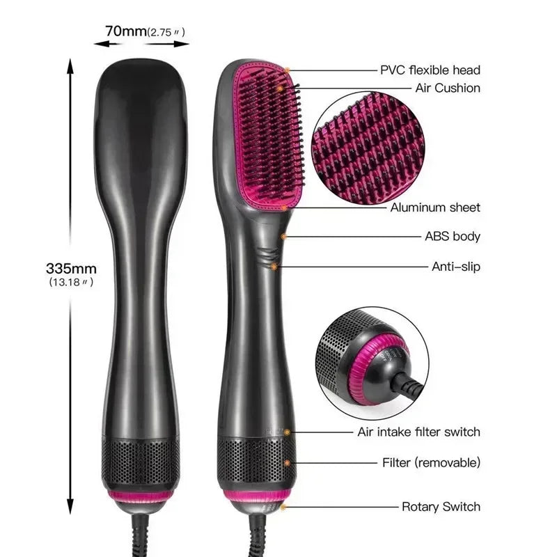 Hair Dryer Brush 3 In 1 Hot-Air Brushes 1200 W Powerful Ceramic Tourmaline Ionic Hair Straightener for All Hair Types electric yourelevatedwellness