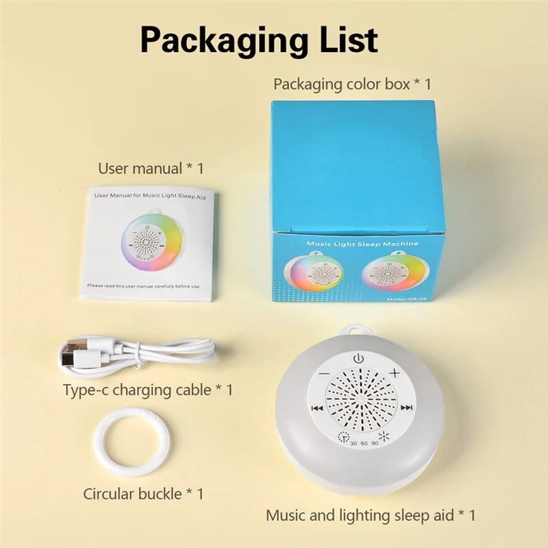 BTLIFE-White Noise Sound Machine Kids Sleep Sound Player With Colorful Light Timer Noise Player Timed Shutdown For Baby Adult yourelevatedwellness