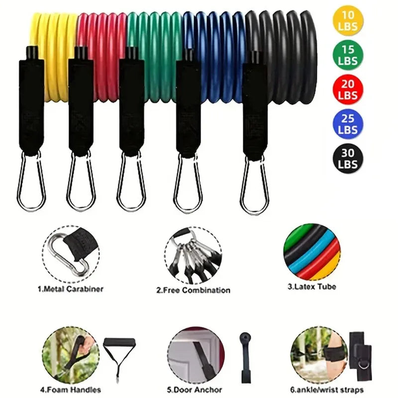 11-Piece Resistance Training Strap Set – Home Gym Fitness Bands - yourelevatedwellness