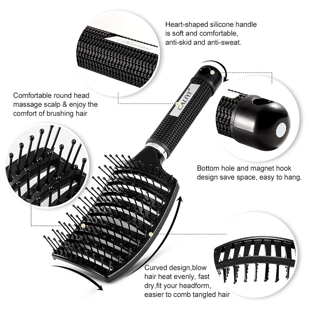 Hair Comb Brush Professional Curved Vented Brush for Faster Blow Drying Paddle Detangling Brush for Wet Dry Curly Straight Hair yourelevatedwellness