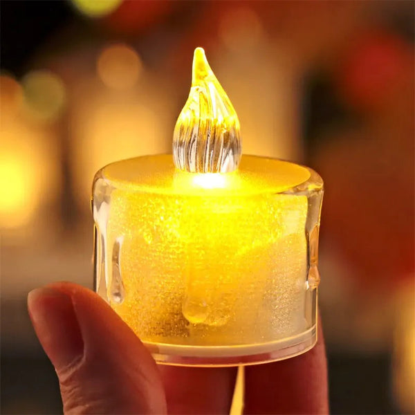 6/12Pcs Flameless LED Light Candle Crystal Candle Light Transparent Shell Electronic Night Lamp Dating Party Holiday Home Decor yourelevatedwellness
